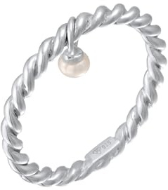 Elli Ring Damen Band Gedreht Anhänger Perle mit Süßwasserzuchtperle in 925 Sterling Silber