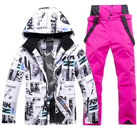 Tuta da Neve Donna Completa, Calda, per Sci e Snowboard, Con Cappuccio in Pelliccia e Guanti, Impermeabile, Abbigliamento Invernale, Moda Femminile