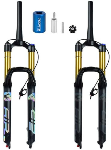 27.5 29 Zoll Mountain Front Gabel Mountainbike Federgabel Gabel 1-1/2 Konisches Rohr XC AM Fahrrad Luftgasfederung Gabeln Federweg 160mm Rückpralleinstellung 100×9 QR (Color : Gold Remote, Size : 29