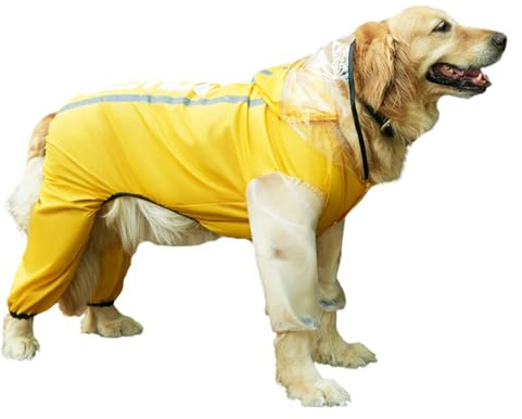 BT Bear Hunde-Regenmantel mit Beinen, atmungsaktiv, vierbeinig, wasserdicht, mit reflektierenden Streifen und Kapuze, Overall für große Hunde, Größe 6XL