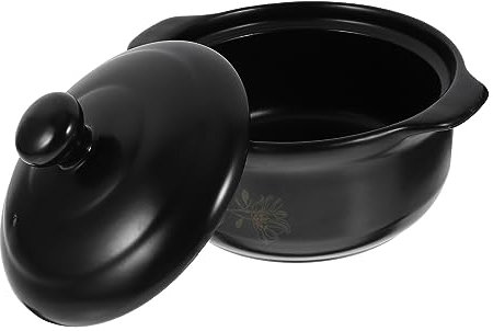 KICHOUSE Cazuela de Cerámica para Guiso de Pollo y Sopa Olla de Barro para Cocinar Cazuela Gruesa para Arroz para Cocina Gas y Eléctrica Diseño Elegante y Funcional