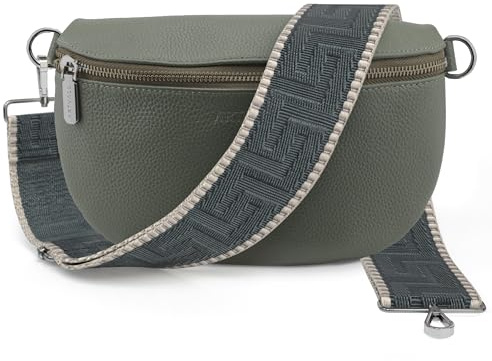 Artvall - Umhängetasche Echtleder Tasche Handtasche Leder Bauchtasche Klein mit Schultergurt Design Taschenband abnehmbar verstellbares Riemen Crossbody Bag Echt Ledertasche Damen mit Reißverschluss