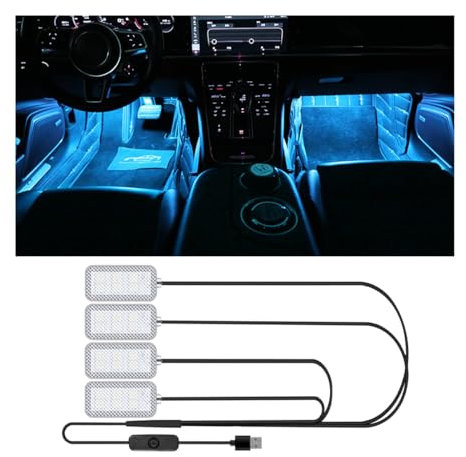 CGEAMDY LED Innenbeleuchtung, Atmosphärenlicht Dekorativer Auto, 4 In1 Wasserdichtes LED-Streifenlicht Mit USB-Anschluss, Für Die Meisten Autos DIY Refit (Eisblau)
