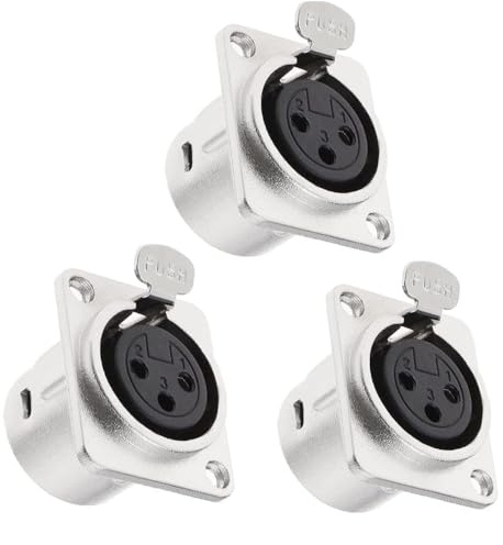 OEIOTEI 3 Stk XLR-Buchsenstecker Audio Adapter Konnektor 3-polige Panelmontage-Buchsen D-Typ silber Einbaustecker XLR-Buchsen für Mikrofonlautsprecher Musikinstrumente (A)