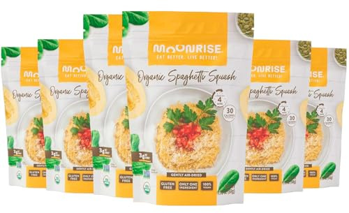 Moonrise Organic Spaghetti Squash Pasta | 1.76 oz (50g) | Makes Up to 12 oz Prepared | 1 Ingredient Real Vegetable Pasta | Flour-Free | No Fillers | Non-GMO, Gluten Free, Low Carb (Pack of 6)
