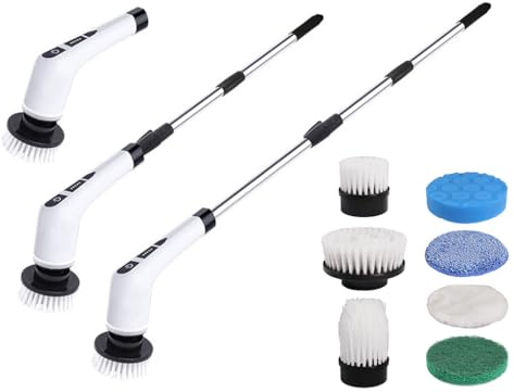 Hitopin Nettoyage Électrique, Brosse Rotative LED Rechargeable, 9 Têtes Remplaçables, pour Salle de Bain