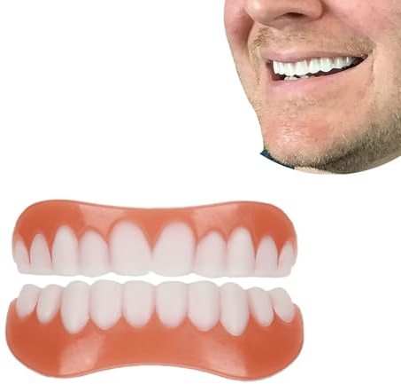 Veneers Gefälschte Zähne 2 Paare Zahnersatz Zum Aufstecken, Zahnprothese Sofortig Zähne Furnier Oben Und Unten, Zahnlücke Schließen Für Männer Und Frauen Sofort Perfektes Lächeln