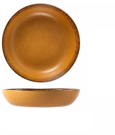 DUDSME Platos de cerámica chinos antiguos de gran tamaño, plato hondo de cerámica, plato redondo retro, plato de sopa, plato de cena, plato grande de textura mate (C)