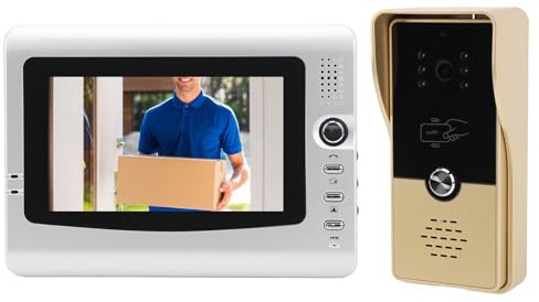 Kabelgebundenes Video Gegensprechsystem, 7 Zoll LCD Display, Video Türsprechanlage, HD Kamera, Infrarot Nachtsicht, Ermöglicht 1 zu 1 Verbindung, für Villa Home Office Apartment