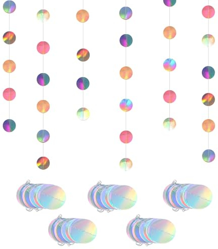 5 Stück 4m Runde Papier Girlande, Bunte Glitzer Hängende Girlande