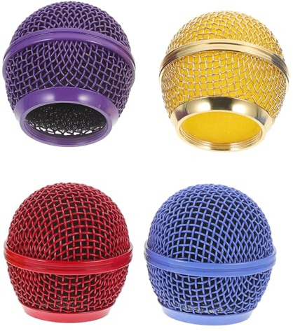 ibasenice 4pcs Microphone Net Head Grill Mesh Cover Replacement Compatible for Metal Grill Windscreen Mic Cover for Studio Live Recording