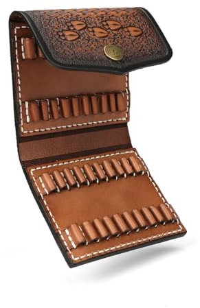 TOURBON Munitionstasche aus Rindsleder, Gürteltasche mit 40 Patronen für .22 LR .17 HMR