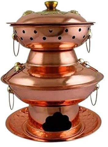 Olla Caliente, Olla caliente china de cobre, Platos Olla de Cocina con Tapa Olla Caliente de Cobre Olla de carbón de Cobre Olla de Cobre Antigua for el hogar Olla Caliente de Cobre(30cm)