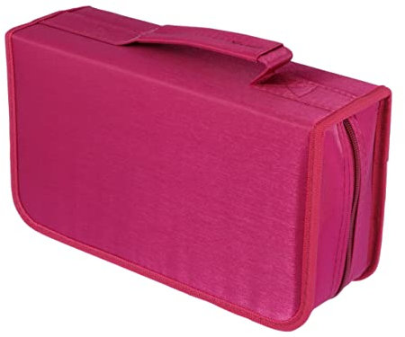 Alipis 128pezzi Borsa Portatile Per Cd Mercerizzato Capienza e Resistente Organizer Per Dvd e Cd Per Viaggi e Auto Rosso