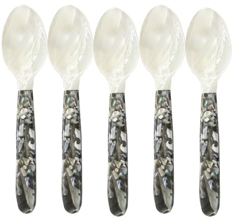 Lnhgh Cucharas de caviar de nácar, cuchara de perlas para caviar - Cuchara de perlas de 5 piezas, cucharas de caviar decorativas para caviar para helado de huevo y caviar
