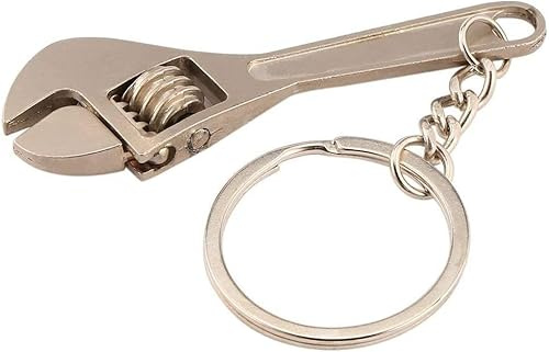 Ymhapp 1Pc Silver Mini Spanner Wrench,Copper Multifunctional Metal Adjustable Creative Tool Wrench Spanner Key Chain Ring Keyring Adjustable Pocket Tools Practical Adjustable Wrenches Convenient