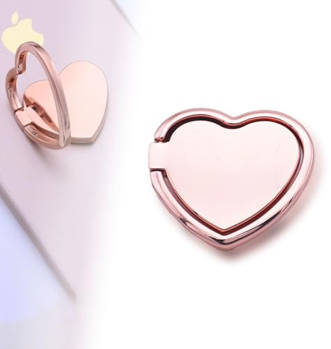 Cell Phone Ring Stand Holder,Cute Little Devil Metal Finger Stand Kickstand 360°Rotation Phone Ring Ring Hand Grip.Cellphone Support Ring Holder Finger Grips for All Smartphones (Heart-rose gold)