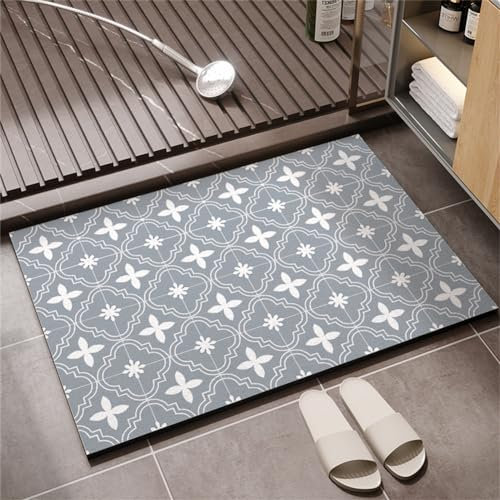 Rutschfeste Badematte, Steinteppich, schnell trocknend, für Badezimmer, Duschmatten, Blau, große Größe 100 x 150 cm