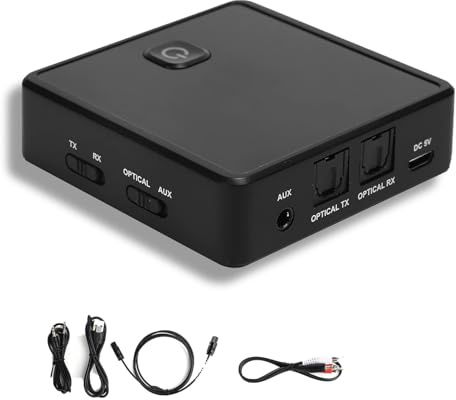 LVIFLOAE Bluetooth 5.0 Transmisor receptor inalámbrico adaptador de audio con 3,5 mm Aux para PC TV – Altavoz de coche Bluetooth -Sender Wireless Audio Adapter