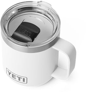 YETI Rambler 10 oz (295 ml) Stackable Coffee Mug, White | Travel Mug with Durasip Ceramic Lining, Insulated Coffee Cup with MagSlider Lid (Not Leakproof)