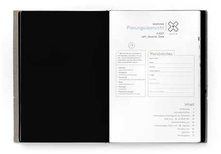 weekview X17 Heft – Planungsübersichten 2027 + Zielplanung & Ferienkalender – Set für A5 Planer: 8 Jahresübersicht, Ziele, Quartalsplanung & Rückblick – Nachfüllset X17 kompatibel