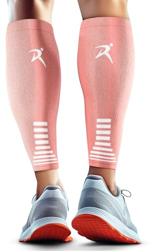 Rymora Calf Compression Sleeves for Men & Women (Ideal for Sports, Running, Shin Splints & More) (One Pair) (Rose Coral) (Medium) [M]