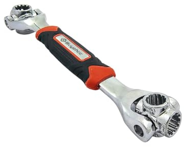 BUYOHLIC 52-in-1 Universal Socket Wrench – Multi-Function Stainless Steel Tool with 360° Rotating Head & Rubber Handle