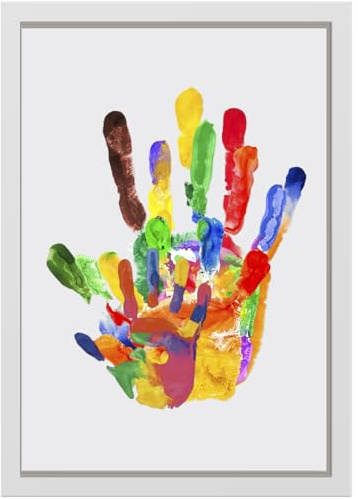 Set di impronte a mano famiglia con 4 piastre in plexiglas, 6 colori, con cornice dei ricordi, per cancellare e impronta, set per tutta la famiglia, decorazione per la cameretta dei bambini, giovani