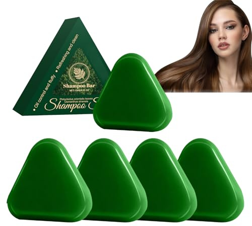 Champú Triangular, Champú Sólido Con Jabón Verde Y Hojas Platycladus Orientalis, Limpia Y Nutre El Cabello Suavemente, Elimina La Caspa, Fortalece El Cabello Y Doma El Encrespamiento (5 unidades)