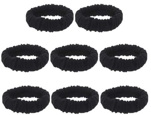 NUOBESTY Elastische Haargummis Hohe Elastizität aus Stoff 8 Stück in Schwarz mit Nahtlosem Design als Haarknotenhalter für Frauen und Mädchen