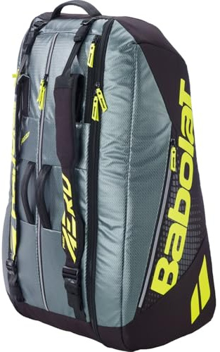 Babolat Pure Aero RH x12 Borsa da Tennis (Grigio Metallico/Nero/Giallo Fluo)