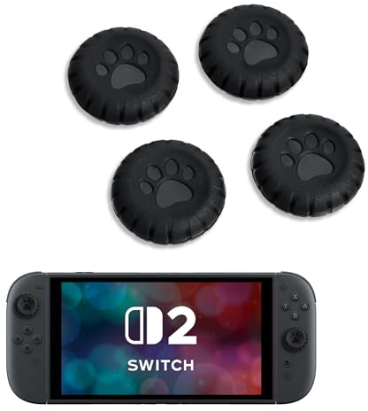 DLseego Impugnature Compatibili con Switch,2,4PCS Design Cappucci Ergonomici per Joystick a Zampa di Gatto, in Silicone Antiscivolo per Migliorare la Precisione di Mira nei Giochi,Nero