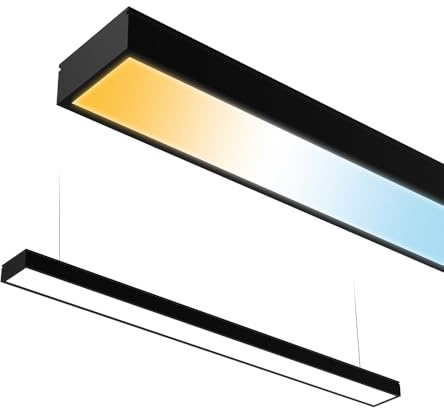 Linjär LED-armatur Hänglampa för Utanpåliggande/Pendelmontage FORTIS Svart - 50W 4000lm IP20 - LED-taklampa, Panel 3000K/4200K/6400K Justerbar - Längd 118cm - Linjär Belysning - Horoz Electric