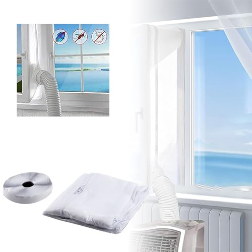 Air Conditioner Window Kit for Outward Opening Windows, Portable Air Conditioner Window Seal Kit with Zipper, Waterproof Aircon Door Seal for Casement Window, AC Vent Kit (230x2cm)