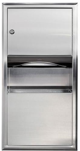BOBRICK 369 ClassicSeries Stainless Steel Recessed Paper Towel Dispenser with 2-Gallon Waste Receptacle, 28 Height, 14 Width, Satin Finish