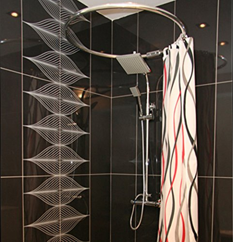 Alu Ringstange Chrom Glänzend RUND Ø 80 cm Duschvorhangstange Winkelstange für Duschvorhang Runddusche Badewanne