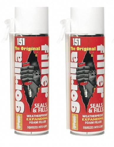 2 x Cans Of The Original Gorilla Filler Weatherproof expanding foam 500ml Each
