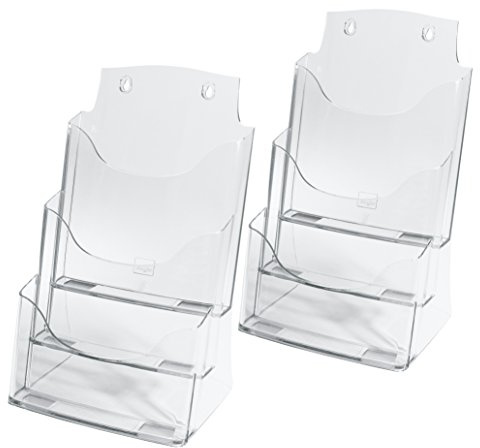 Sigel LH130 Prospekthalter DIN A4 3 Fächer Acryl 2 Stück | LH130, Doppelpack zur übersichtlichen Auslage von Informationsmaterial