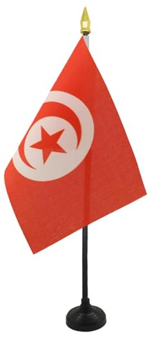 AZ FLAG Bordsflagga Tunisien 15x10 cm Tunisisk 100D Polyester Plastfot