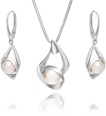 LillyMarie Sterling-Silber 925 Schmuckset Mit Perlenanhänger Und Ohrringen In Geschenkverpackung