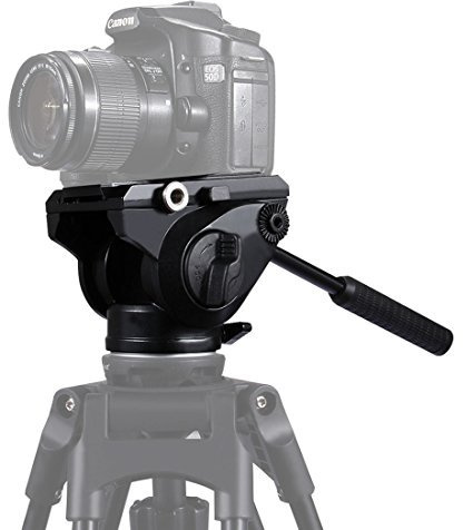 PULUZ Heavy Duty Video Camera Tripod Action Fluid Drag Head with Sliding Plate for DSLR & SLR Cameras (Black)