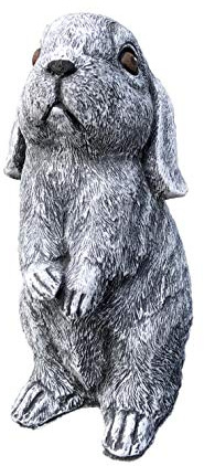 stoneandstyle Steinfigur Hase Kaninchen Widder Balduin, Frost- und wetterfest bis -30°C, massiver Steinguss
