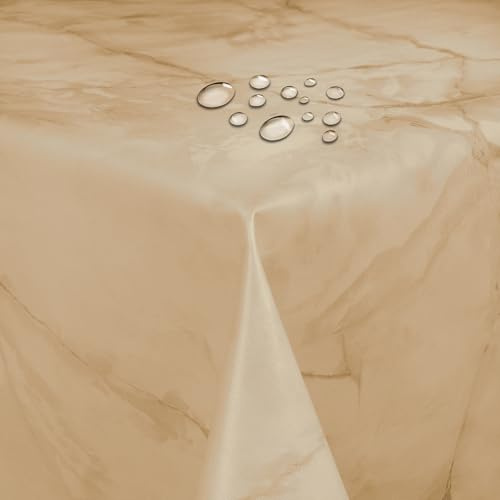 Wachstuch Wachstischdecke Tischdecke Breite und Länge wählbar abwaschbare Gartentischdecke Lack Marmor Beige 130 x 160 cm Eckig