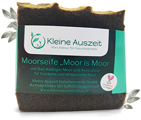 Kleine Auszeit Manufaktur, Moorseife, mit Heilmoor, vegan, palmölfrei, plastikfrei, 90 g