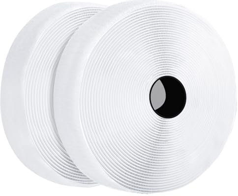 Belcro Adhesivo Fuerte, Belcro Doble Cara, Belcro Adhesivo Cinta de Belcro Autoadhesiva, 20 mm de Ancho, 8 Metros de Largo, Blanco, 2 unidades
