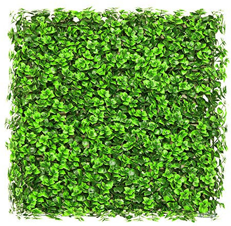 Ecoopts 50,8 x 50,8 cm künstlicher Buchsbaumhecke Efeuzaun Sichtschutz Grün Reineckea Carnea Panel für drinnen Garten Garten Sichtschutz Zaun Efeu Sichtschutz Dekoration
