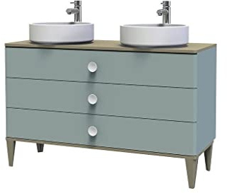ONDÉE, Mobile bagno da appoggio collezione NEMOO, Piano da appoggio in melaminico effetto legno chiaro, 3 cassetti con chiusura rallentata, Fornito senza lavabo, Larghezza 120 cm