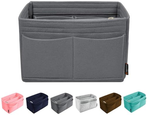OMYSTYLE Purse Organizer Insert for Handbags, Felt Bag Organizer for Tote & Purse, Tote Bag Organizer Insert with 5 Sizes, Compatible with Neverful Speedy and More, Dark Grey, M
