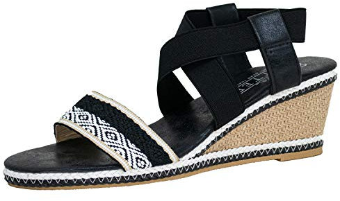 Fitters Footwear That Fits dam sandaler Lika Syntet Sandaler med pyssel och textilband Storlek (EU,), - svart - 42 EU