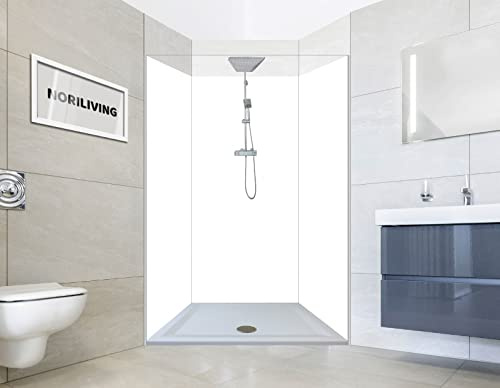 NORILIVING Duschrückwand Fliesenersatz Dusche 80x200 cm Weiß blanko | Duschwand ohne Bohren 3 teilig | Wandverkleidung Bad Aluverbundplatte 3 mm